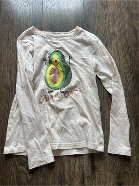 Kids Long Sleeve Avocado Graphic Tee - Cream